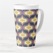 Retro patroon marinegroen geel wit latte mok (Rechterhoek)