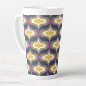 Retro patroon marinegroen geel wit latte mok (Linkerhoek)