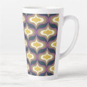 Retro patroon marinegroen geel wit latte mok (Rechts)