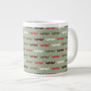 Retro patroon met snor grote koffiekop