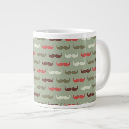 Retro patroon met snor grote koffiekop (Voorkant rechts)