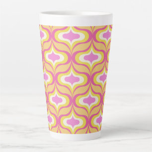 Retro patroon oranje roze wit latte mok