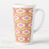 Retro patroon oranje roze wit latte mok (Rechts)