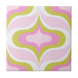 Retro patroon roze groen witte keramische tegel tegeltje