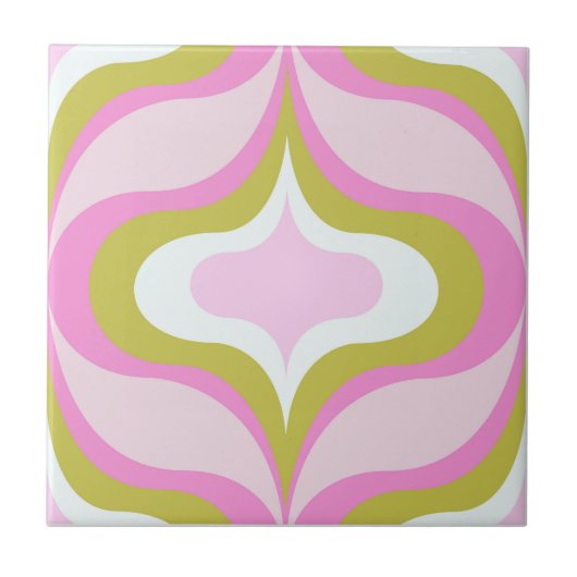 Retro Patroon Roze  Tegeltje (Voorkant)