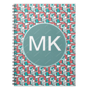 Retro Patroon van de Baksteen Notitieboek