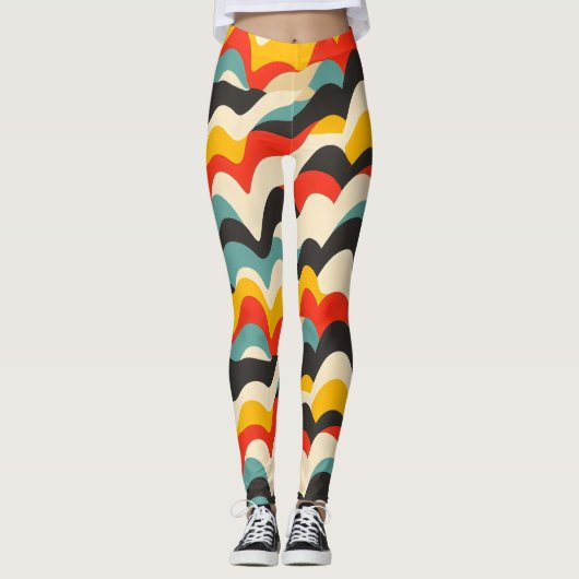 retro-patroon van de golfkleur leggings (Voorkant)
