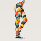 retro-patroon van de golfkleur leggings (Rechts)