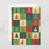 Retro patroon van Kerstbomen Feestdagenkaart (Voorkant / Achterkant)