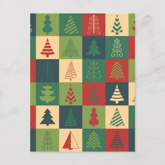 Retro patroon van Kerstbomen Feestdagenkaart