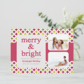 Retro Patroon Vrolijk en helder Kerstfoto Feestdagenkaart (Staand voorkant)