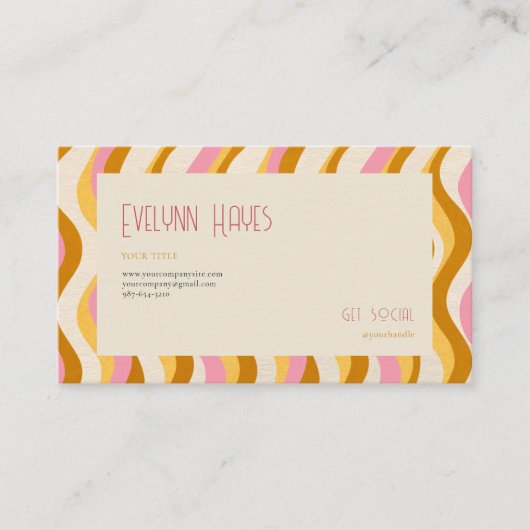 Retro patroon vrouwelijk visitekaartje (Voorkant)