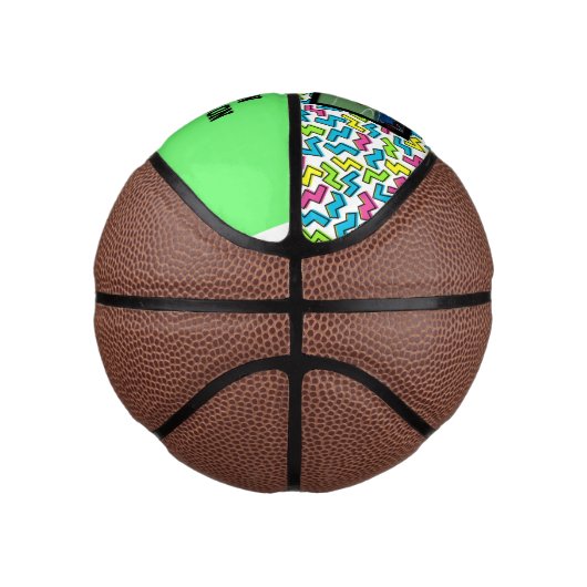 Retro Pattern 80s Bright Photo Basketball Ball Basketbal (Rechts)