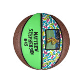 Retro Pattern 80s Bright Photo Basketball Ball Basketbal (Verticaal)