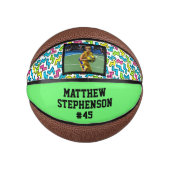 Retro Pattern 80s Bright Photo Basketball Ball Basketbal (Voorkant)