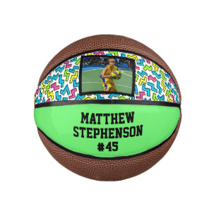Retro Pattern 80s Bright Photo Basketball Ball Basketbal
