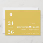 Retro Pattern Bold Typography Yellow Wedding Save The Date (Voorkant)