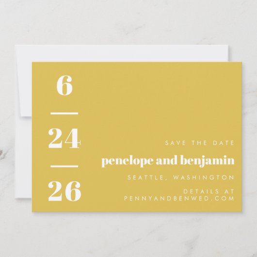 Retro Pattern Bold Typography Yellow Wedding Save The Date (Voorkant)