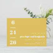 Retro Pattern Bold Typography Yellow Wedding Save The Date (Staand voorkant)