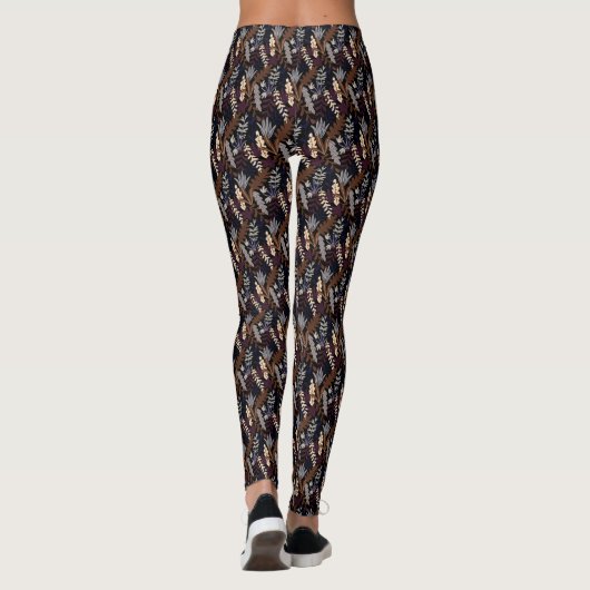 Retro Pattern Brown All-Over-Print Socks Leggings (Achterkant)