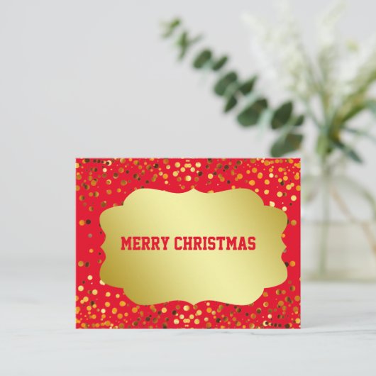 Retro Pattern Gold Emblem Gold Glitter Kerstmis Feestdagenkaart (Staand voorkant)