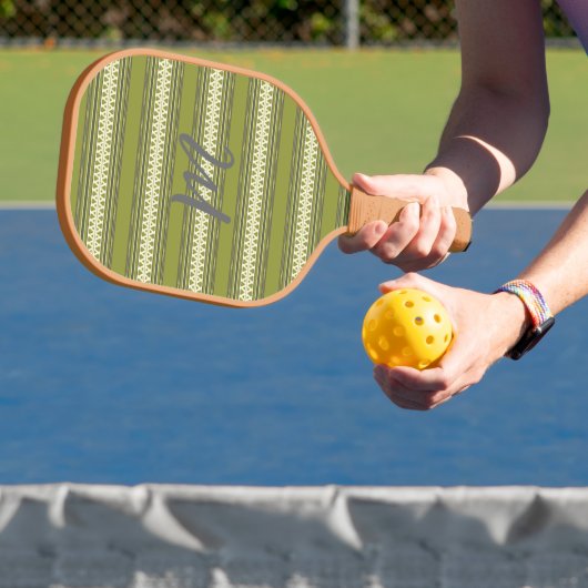 Retro Pattern Monogrammed Pickleball Paddle (Insitu)