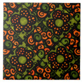 Retro Pattern Oranje Avocado Green Ceramic Tile Tegeltje (Voorkant)