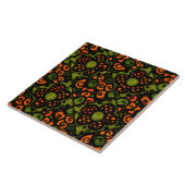 Retro Pattern Oranje Avocado Green Ceramic Tile Tegeltje (Zijkant)