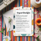 Retro  Pattern Wedding Gastgegevens Informatiekaartje