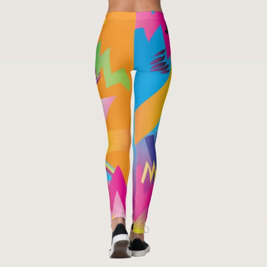 Retro Pattern Yogabroek Leggings (Achterkant)
