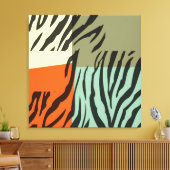 Retro Pattern Zebra Art Wrapped Canvas Afdruk (Insitu (Woonkamer))