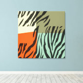 Retro Pattern Zebra Art Wrapped Canvas Afdruk (Insitu (Houten vloer))