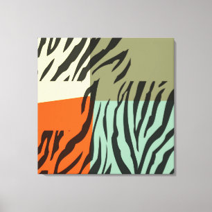 Retro Pattern Zebra Art Wrapped Canvas Afdruk