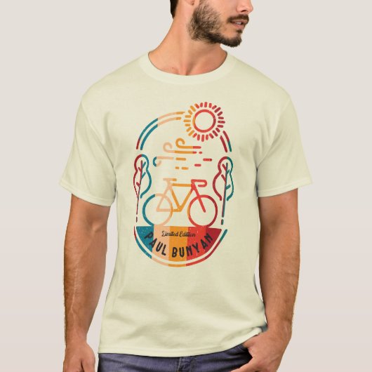 Retro Paul Bunyan Fietsroute T-shirt (Voorkant)