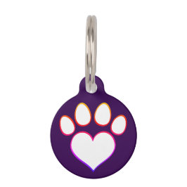 Retro Paw Print met hart Huisdierpenning