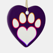 Retro Paw Print met hart Keramisch Ornament (Rechts)