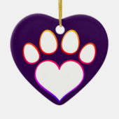 Retro Paw Print met hart Keramisch Ornament (Voorkant)