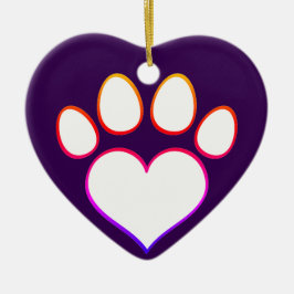 Retro Paw Print met hart Keramisch Ornament