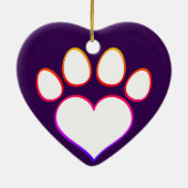 Retro Paw Print met hart Keramisch Ornament (Achterkant)