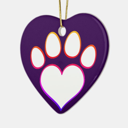 Retro Paw Print met hart Keramisch Ornament (Links)