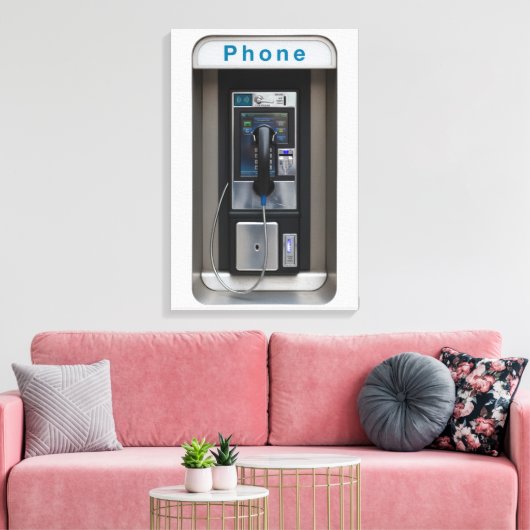 Retro Payphone Ontwerp,  Telephone Booth Art Canvas Afdruk (Insitu (Woonkamer))