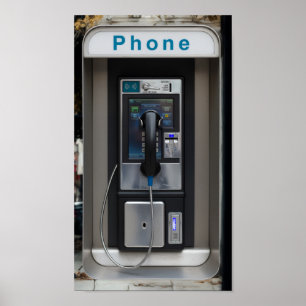 Retro Payphone Ontwerp,  Telephone Booth Art Poster