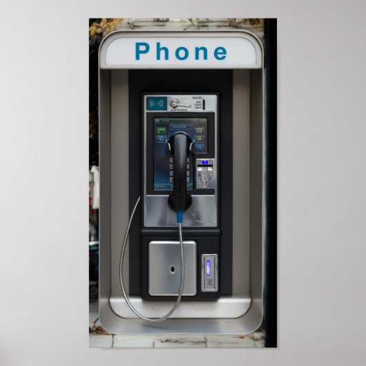 Retro Payphone Ontwerp, Telephone Booth Art Poster (Voorkant)