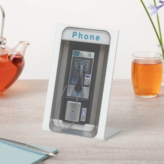 Retro Payphone Ontwerp, Telephone Booth Art Reclamebord Met Voetstuk (Insitu)