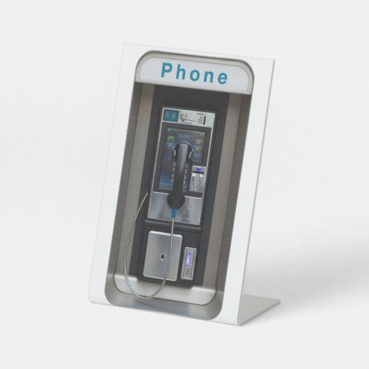 Retro Payphone Ontwerp,  Telephone Booth Art Reclamebord Met Voetstuk (Voorkant)