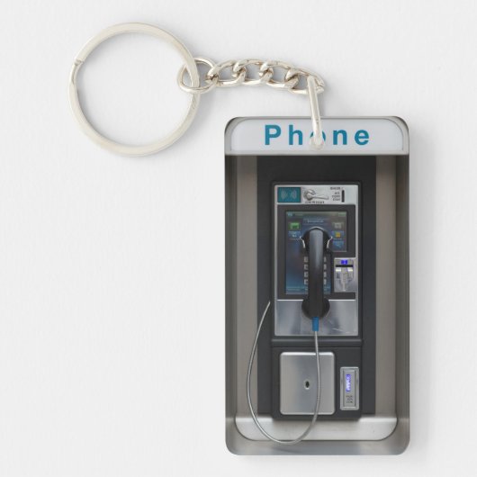 Retro Payphone Ontwerp,  Telephone Booth Art Sleutelhanger (Voorkant)