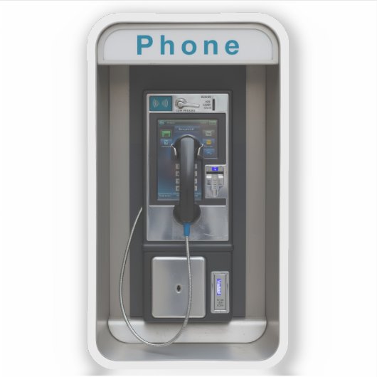 Retro Payphone Ontwerp, Telephone Booth Art Sticker (Voorkant)