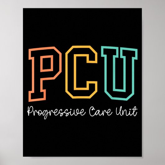 Retro Pcu Progressive Care Unit Rn Nurse Nursing W Poster (Voorkant)