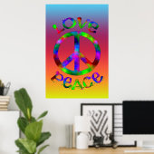 Retro Peace and Love Stropdas-Dye Design Poster (Thuiskantoor)