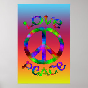 Retro Peace and Love Stropdas-Dye Design Poster